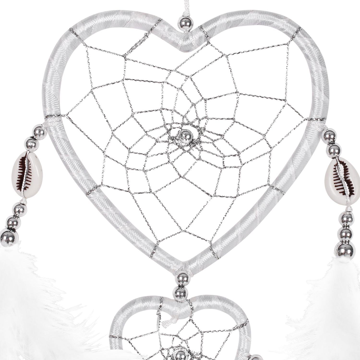 SOLRDI Dream Catcher White 24cm^10cm Heart Shape India Style Handmade Double Circular Handmade Traditional Net Home Decor Wall Car Hanging Ornament Gift
