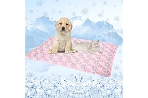 SEIS Dog Ice Pad Ice Silk Cats Kennel Mat Pet Cooling Pad Summer Cool Bamboo Mat Breathable Pad (Pink, L