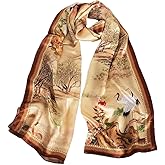 100% Mulberry Silk Scarf for Women Neck Oblong Headscarves Long Floral Print Lightweight Silk Wraps Shawls 67"*20"