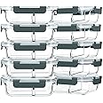 M MCIRCO [10-Pack,22 Oz Glass Meal Prep Containers 2 Compartments, Airtight Glass Lunch Bento Boxes with Lids, Glass Food Sto
