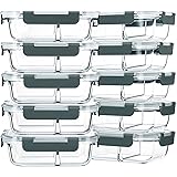 M MCIRCO 10-Pack,22 Oz Glass Meal Prep Containers 2 Compartments, Airtight Glass Lunch Bento Boxes with Lids, Glass Food Stor