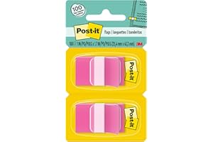 Post-it Flags, Bright Pink, 1-Inch Wide, 50/Dispenser, 2-Dispensers/Pack