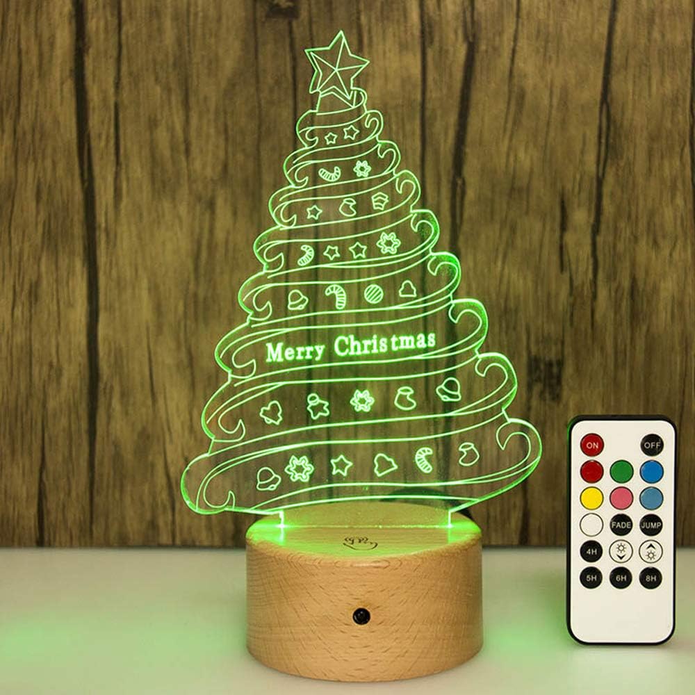 LED 3D Small Light Night Light 7 Color Touch Remote Control Desktop Decorative Light Table Creative Gift Lights Children's Christmas Birthday Gift.