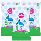 Dapple Baby - Breast Pump Wipes - (3 Pack), 25 Count | Fragrance-Free, Plant-Powered &amp; Hypoallergenic, Removes Milk Residue, Diaper Bag Essentials