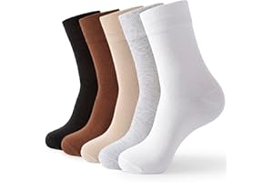 Josnown Crew Socks for Women, Thin Cotton Casual Soft Aesthetic Womens Socks 5 Pairs