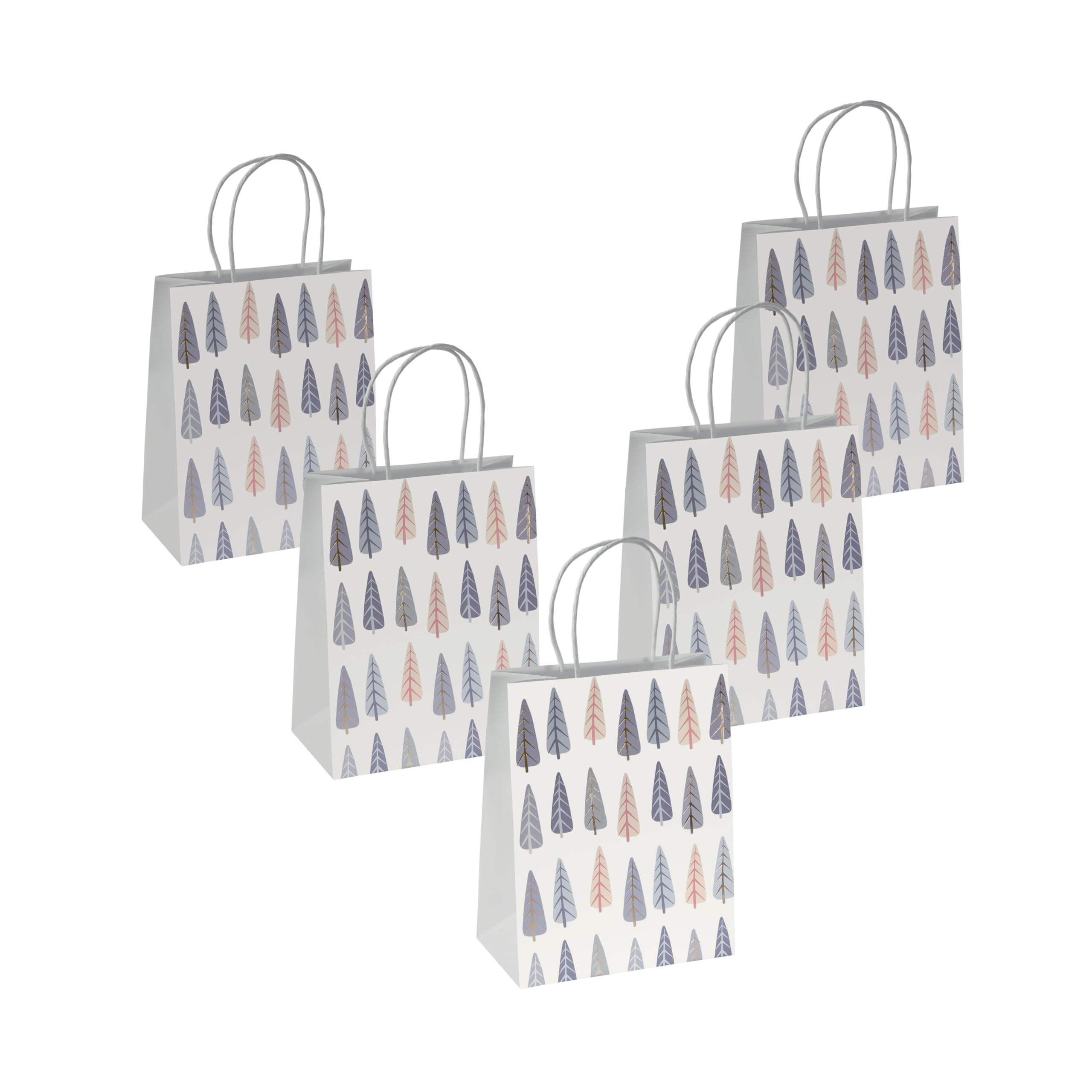 SIGEL GT122 Medium Premium Paper Gift Bags, Set of 5, 18 x 23 cm, White, Blue, Gold, Paper Gift Bags Christmas