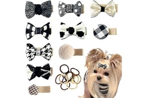 LCICLLY Dog Hair Clips and Rubber Bands Small Dog Bows Cute Pet Grooming Accessories Alligator Clips Stay In Hair Barrettes Ball Hairpin Topknot Pet Headdress Yorkie Puppy Maltese Girls Dogs (Black White)