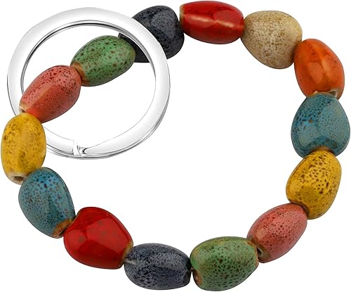 Amazon Co Jp Bauna リストキーチェーン ブレスレット 伸縮性 機能的 ビーズバングル キーチェーン ハンズフリーキーチェーン レディース ガールズ ジュエリー