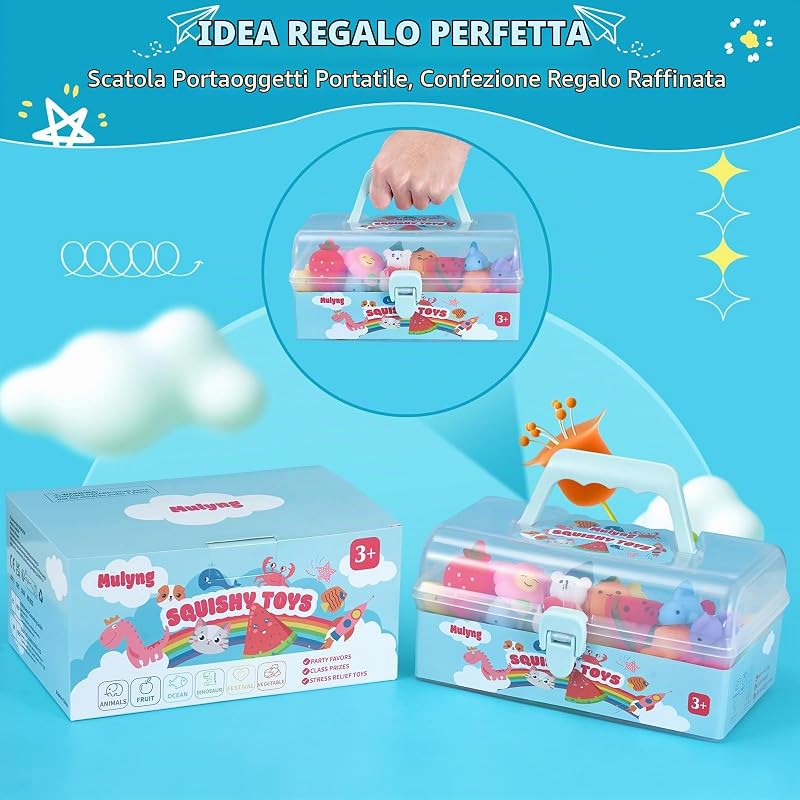 Giocattoli Squishy Mochi Mulyng, Giocattoli Squishies Carini per Bambini, Bomboniere, Regalo di Natale/Compleanno/Pasqua, Regalini, Premi per Aule con Scatola di Stoccaggio,Non Duplicati (80 Pack) — foto 3 di 7