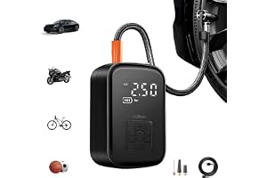 PNEU MURCHO? NEM TE CONHEÇO — Compressor de Ar Portatil, Calibrador de Pneus Portatil, Bomba de Encher com
Display Digital, Pré-sets de Pressão, Power Bank 6000mAh para
Carros/Motos/Bicicletas e Bolas