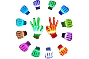COTRUERE 12 Color Led Light up Gloves Cool Finger Flashing Toys Gifts for Halloween Christmas Easter Birthday Parties（only 1 pair）