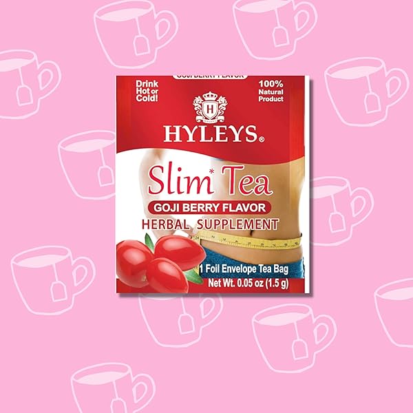 HYLEYS SLIM TEA GOJI BERRY FLAVOR – WEIGHT LOSS HERBAL SUPPLEMENT CLEANSE AND DETOX – 25 TEA BAGS (1 PACK)