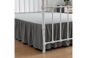 xuan dian Bed Skirt Ruffled Bed Skirt with Split Corners, 18 Inch Drop Dust Ruffle Bed Skirt with Platform, Grey,Queen Size