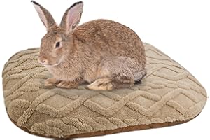 ShuRung Rabbit Bed Mat Washable Bunny Bed Pad for Indoor Cozy Small Animals Fleece Sleeping Pad for Kitten Bunny Dwarf Rabbit Guinea Pig Squirrel (25.6”X 19.7” Brown Mat) L