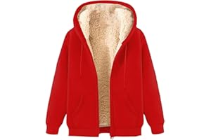 Qgtaibl Winter Warm Sweatshirt Jackets Womens Sherpa Lined Hoodies Solid Color Warm Fleece Coats for Winter Cold Weather