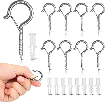 Esteopt Screw-in Hooks Q-Hanger Hooks 8pcs Silver for Outdoor Lights Plants