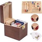 WodGod Premium Euchre Card Game Set:Double Euchre Cube, One Deck of Playing Cards,Foldable Euchre Scoreboard,Exquisite Printed Storage Box,Trump Suit Dice Set，Bridge Cards Kit.