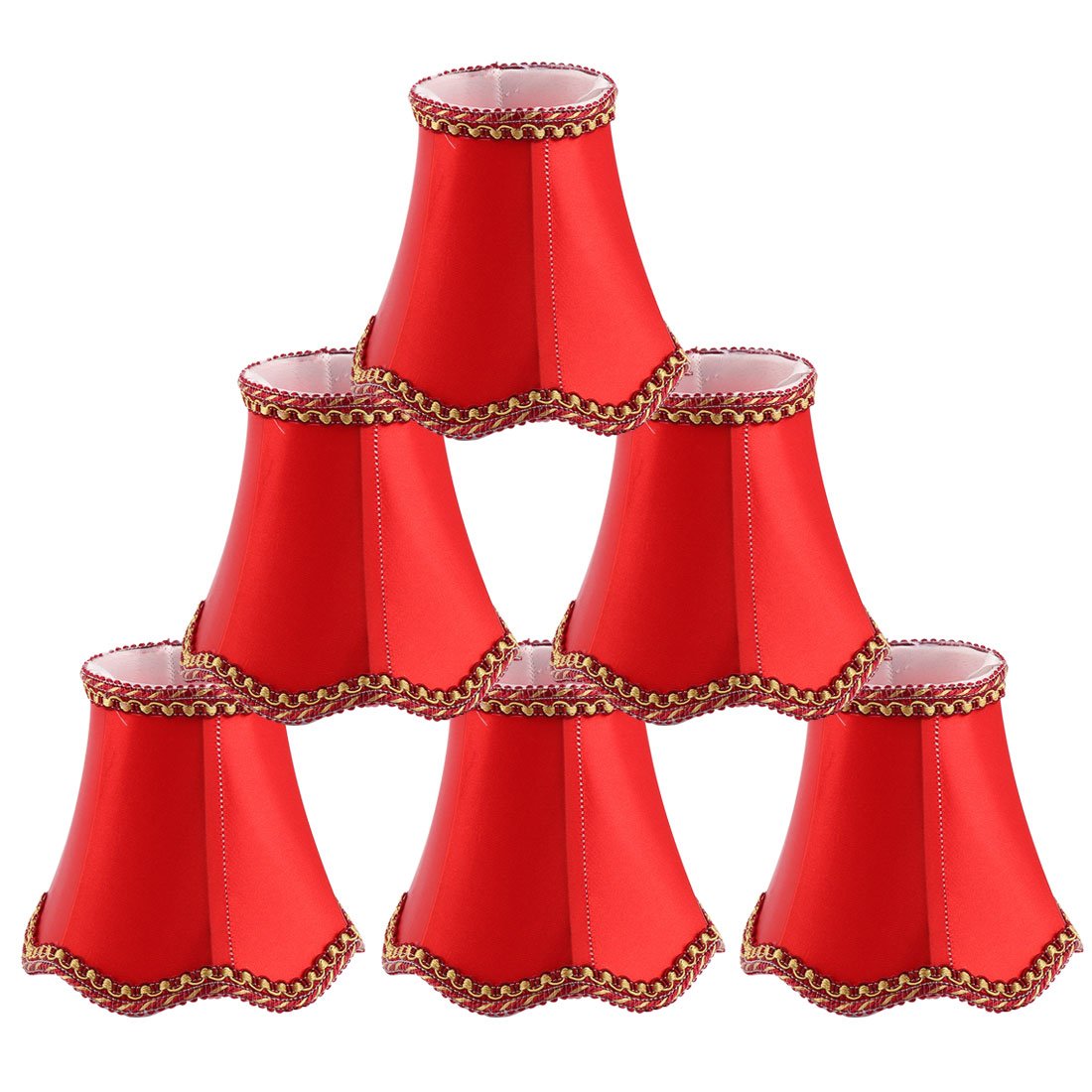 Sourcingmap Chandelier Wall Ceiling Clip on Lamp Shades Light Cover 3x5.3x4.7 Inch, Set of 6 Red
