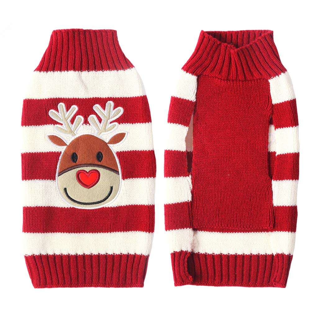 TENGZHI Pet Dog Christmas Sweater,Embroidered Reindeer Elf Clown Turtleneck Dog Ugly Sweaters christmas jumper For Small Medium Large Dogs,Knitwear Winter WarmPuppy Cat Xmas Clothes Costume