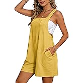HOWALOOK Womens Sleeveless Rompers Summer Beach Vacation Casual Loose Overalls Shorts Strap Jumpsuits with Pocket