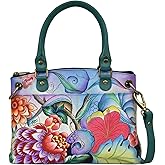 Anna by Anuschka Women's Original Genuine Leather Hand-Painted Small Satchel - Leather Handbag for Women | Original, Genuine Leather, Hand-Painted, for Women