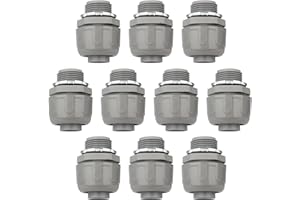 HDHAODA Conduit Connectors, 3/4 Inch Liquid Tight Connector NPT Non-Metallic for PVC Electrical Flexible Conduit Fittings, 180 Degree Straight, UL Listed for Home Outdoor Tubes Tools, Grey (10-Pack)