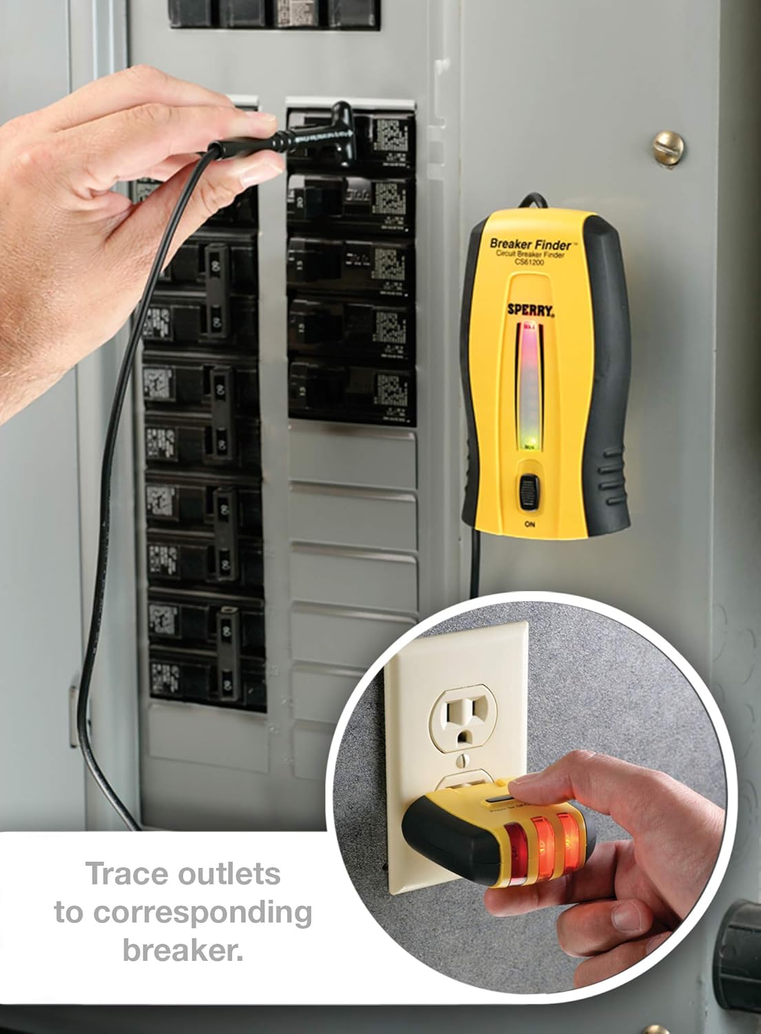Sperry Instruments CS61200P Electrical, 120V AC, 60Hz, Includes: CS61200AS Light and Switch, 2 Pc Circuit Breaker Finder and Accessory Kit, As shown in the image - Miniature Circuit Breakers - 