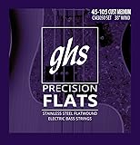 GHS Strings CM3050 4-String Bass Precision Flats, Stainless Steel Flatwound, 38" Winding, Custom Medium (.045-.105)