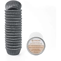 Gifbera Mini Black Foil Cupcake Liners Wrappers Metallic Baking Cups for Baby Shower Holiday Party, 300-Count