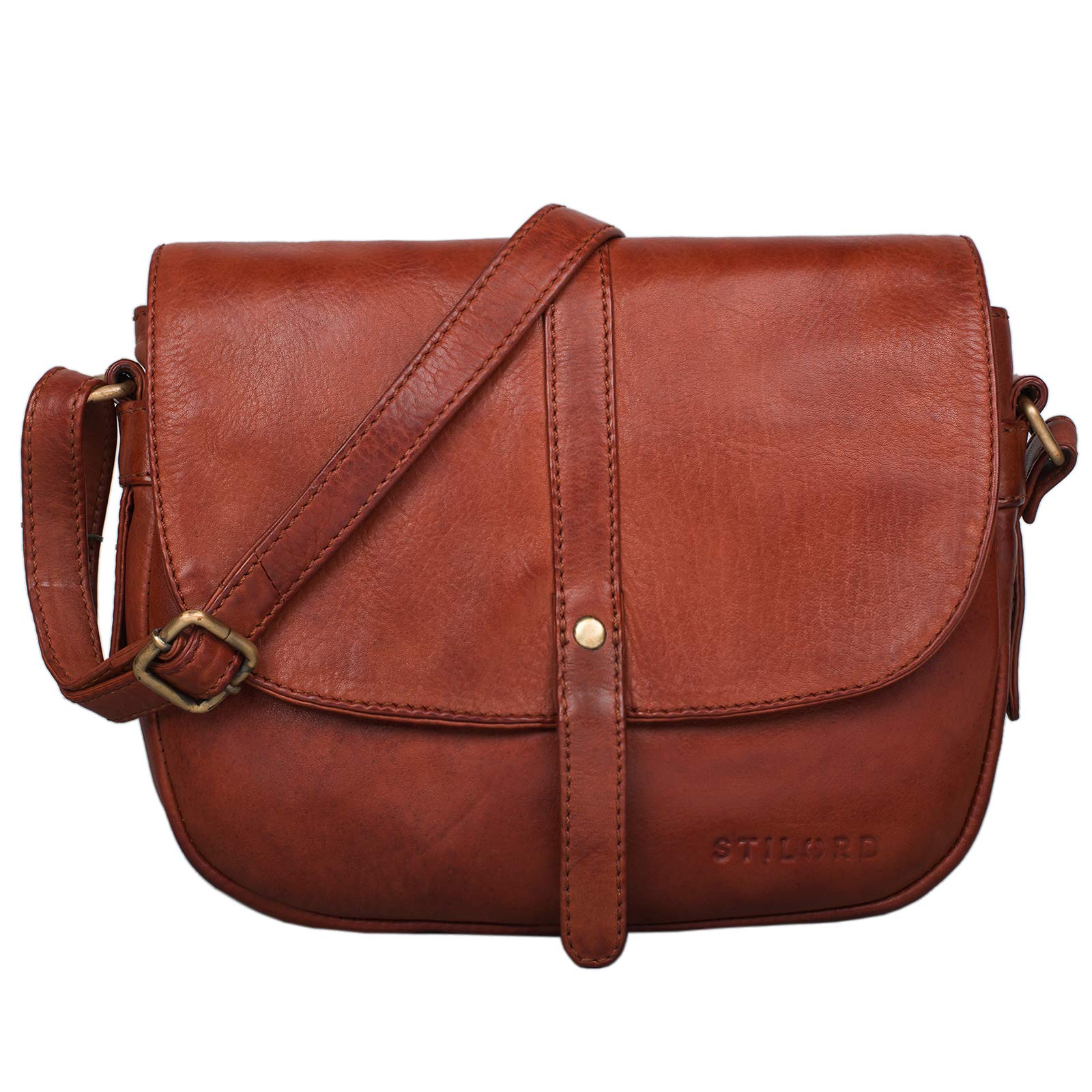 STILORD "Kira" Handbag Leather Small Women Satchel Shoulder Bag Vintage Crossbody Messenger Bag for Evening and Party in Genuine Leather Colour:Cognac - Used