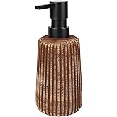 Jueison Soap Dispenser Bathroom, Ceramic Bathroom Countertop Hand Soap Dispenser for Kitchen Sink Refillable Liquid Lotion Foaming Soap Dispenser Bottle with Pump (One Size,Brown)