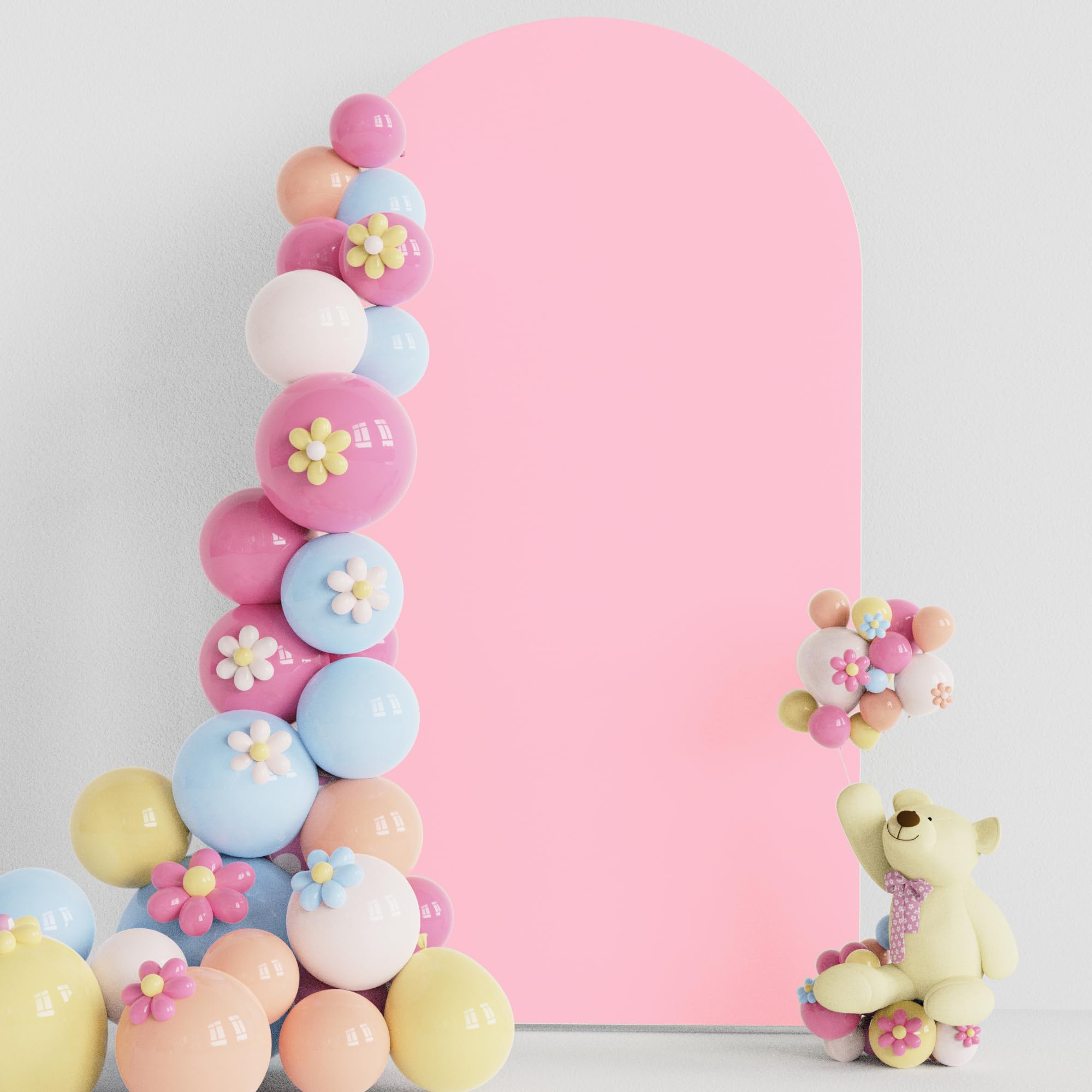 Photo 1 of Putros Wedding Arch Cover 7.2FT Pink Spandex Fitted Round Top Chiara Backdrop Stand Covers for Wedding Birthday Party Decoration