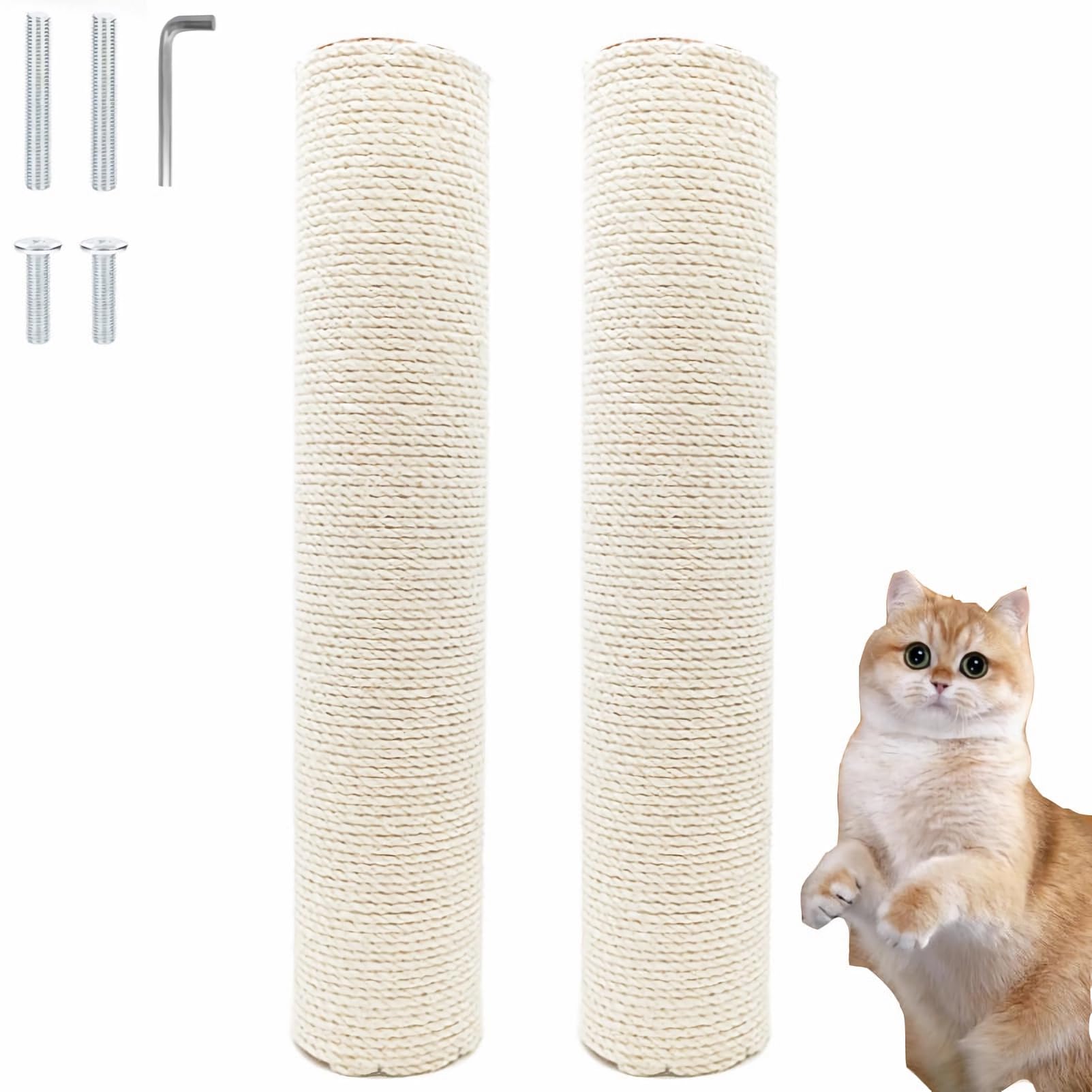 Photo 1 of 2 PCS M8 Cat Scratching Post Replacement,15.7Inch Sisal Pole Cat Tree Replacement Post with Screws,DIY Scratcher Scratching Post Replacement, Pad, Crafts Gardening Hammock Home Decorating