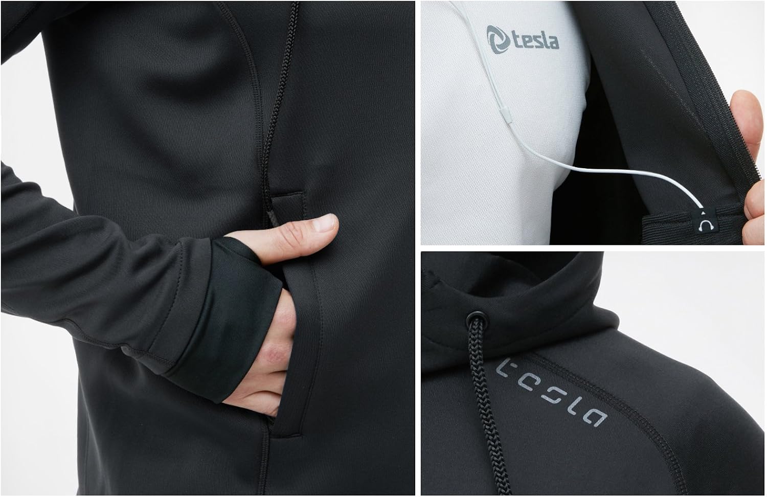 TSLA Men's Performance Active Training Full-Zip Hoodie Jacket : Clothing