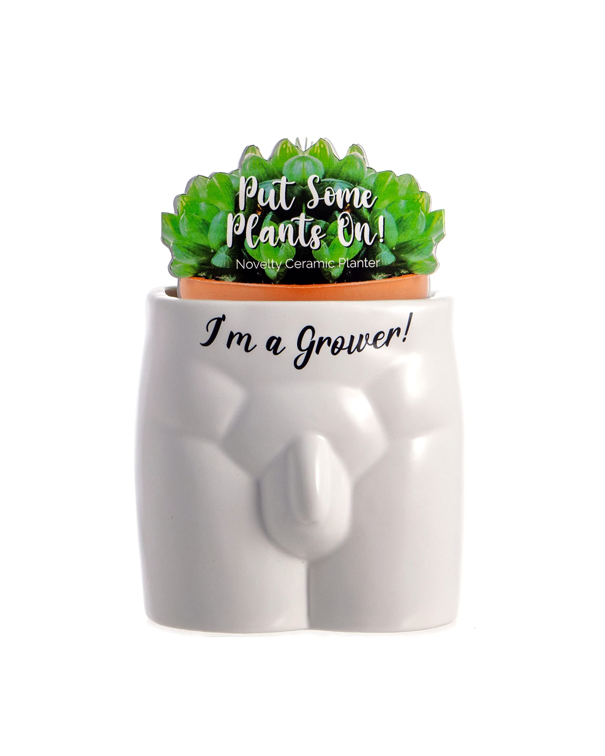 Boxer Gifts Grower Novelty Body Shaped Plant Pot | Funny Rude Home Décor Gift, Ceramic, White,Black, One Size