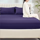 My Home Store Fitted Sheet 100% Egyptian Cotton 300TC Navy Double view 2
