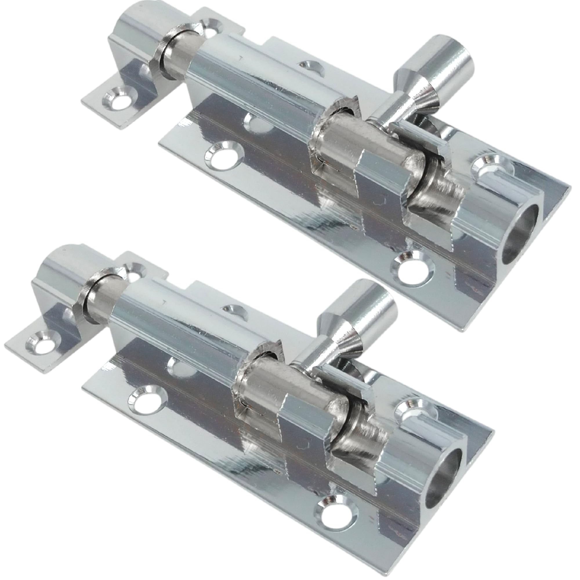 Merriway BH05809 (2 Pcs) Straight Surface Slide Door Bolt, 50 mm (2 inch) Chrome - Pack of 2 Pieces
