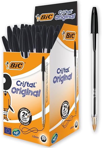 BIC Cristal Original Ballpoint Pens Black 1.0mm Pack of 50