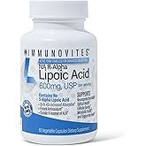 IMMUNOVITES Stabilized R-Alpha Lipoic Acid ((True)) 600mg per Serving [[High Potency & up to 40x Increased Absorption]] (Na R-ALA) (Na R-LA) (Na R-Lipoate) (1 Bottle)