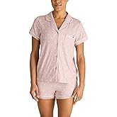 TAHARI 2 Piece Notch Collar Top and Shorts Pajama Set for Women, Soft Cozy Sets for Women