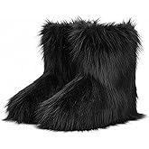 CEPEPRIN Women's Faux Fur Boots Furry Fuzzy Snow Boots Fluffy Winter Boot Warm Comfortable Mid-Calf Boot