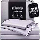 Silvery Silver Infused Bed Sheets Set - Ultra-Soft Temperature-Regulating Fabric with Self-Cleaning Technology&trade; that Stays Fresh 3X Longer for Hygienic Sleep (Cool Gray, Queen)