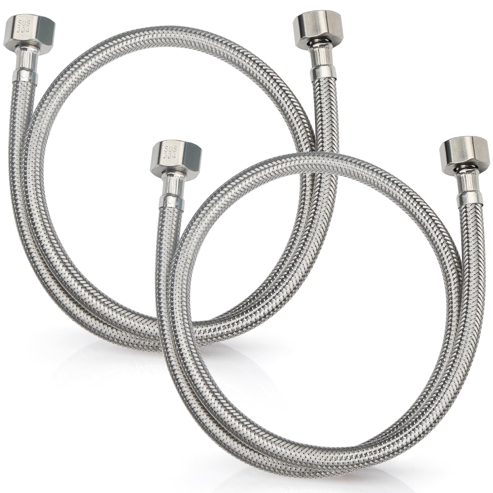 Photo 1 of  Faucet Supply Lines,32" Stainless Steel Braided Water Supply Line, 1/2" FIP x 1/2" FIP Faucet Hose, Faucet Hose Connector 