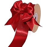 LaRibbons Bright Red Satin Ribbon 1 1/2 Inch 25 Yards Luxury Double Faced Red Ribbon for Gift Wrapping Flower Bouquet Crafts Wedding Party Christmas Decoration