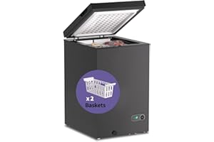Northair 3.5 Cu Ft Chest Freezer - 2 Removable Baskets - Quiet Compact Freezer - 7 Temperature Settings - Black
