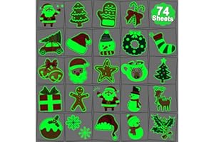 CHARLENT Glow in The Dark Christmas Temporary Tattoos for Kids Party Supplies - 74 Individually Sheets Luminous Christmas Xmas Tattoos for Boys Girls Christmas Party Favors Goodie Bag Fillers
