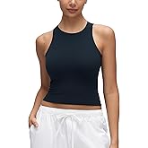 CRZ YOGA Softembrace High Neck Tank Tops for Women - Casual Going Out Soft Double Lined Basic Summer Sleeveless Shirts