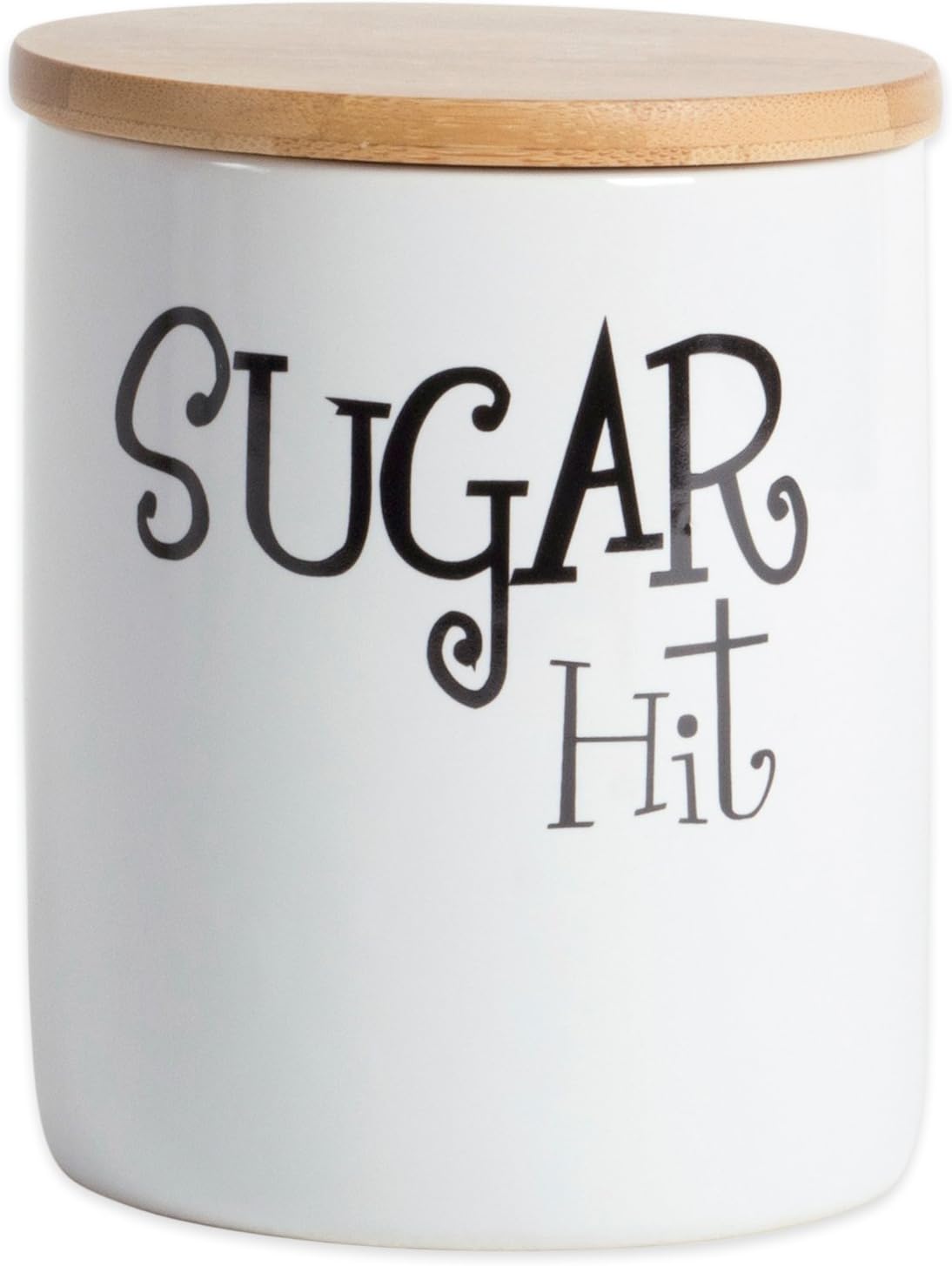DII Modern Chic Ceramic Kitchen Canister with Bamboo Lid for Food Storage, Serve Coffee, Sugar, Tea, Spices, and More White, Assorted Sizes: 4.5x4.5x5.5, 4x4x4.5”, 3x3x4: Home & Kitchen