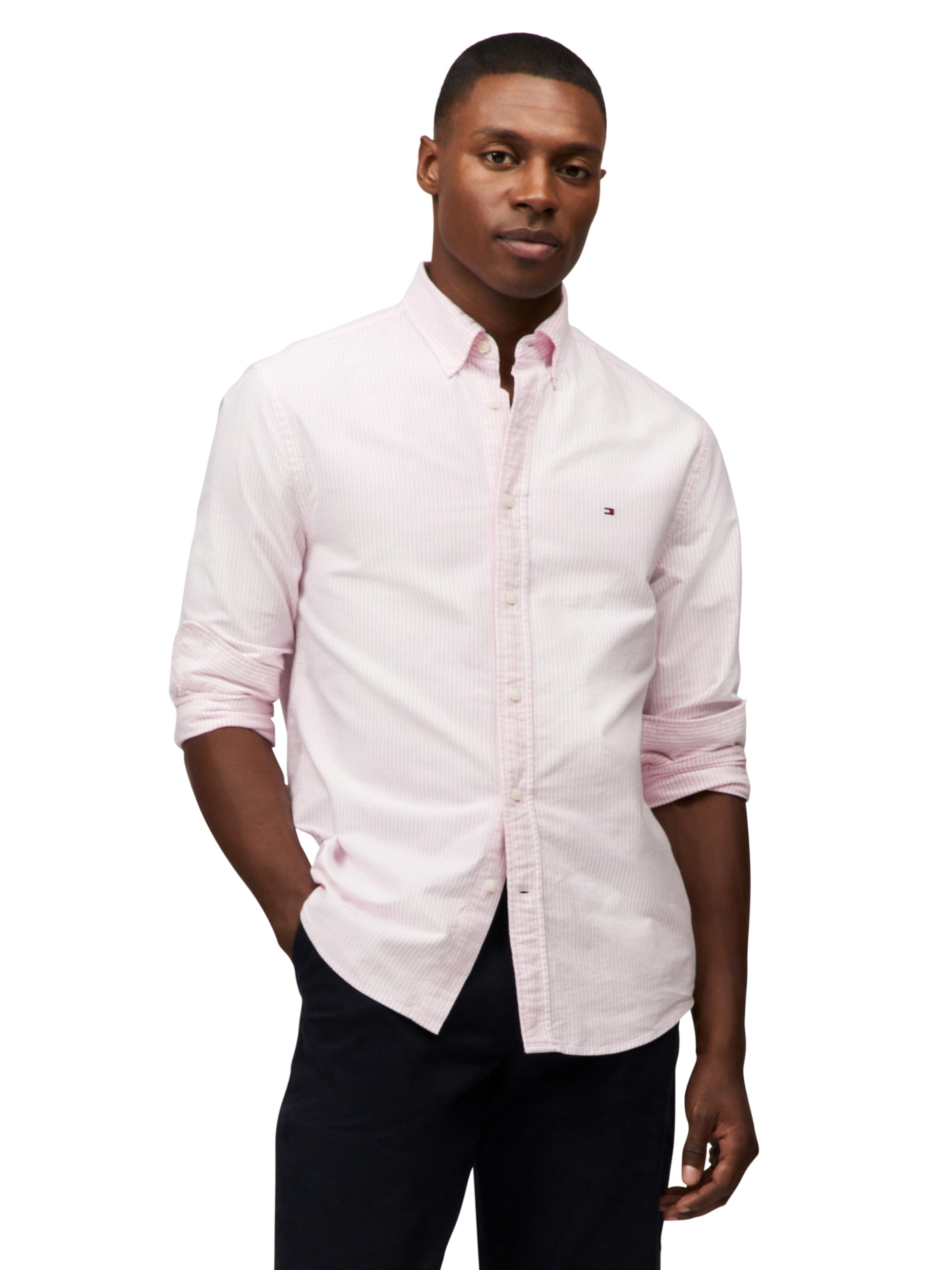 Tommy Hilfiger Men's Heritage Oxford Stripe Regular Long Sleeve Shirts Image Tommy Hilfiger Men's Heritage Oxford Stripe Regular Long Sleeve Shirts Image