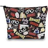 TV Show Inspired Gift TV Show Merchandise Zipper Pouch Spencer Lover Gift Crime Show Makeup Bag for Crime Fans(Crime TV Pattern Black)
